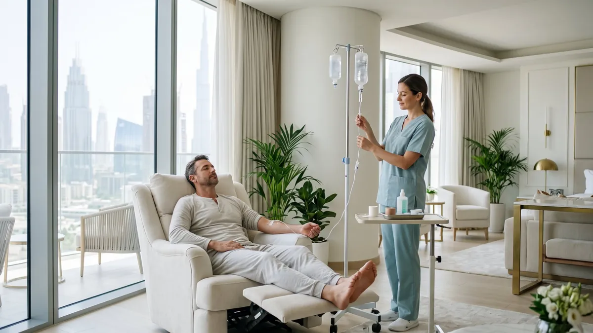 IV drip therapy at home in Dubai